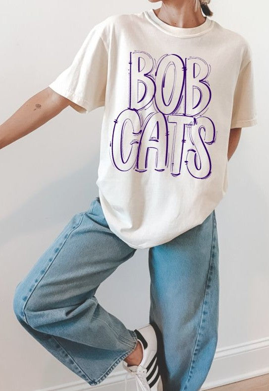 Bobcats - Purple Outline (Spaced Out School Spirit) - DTF