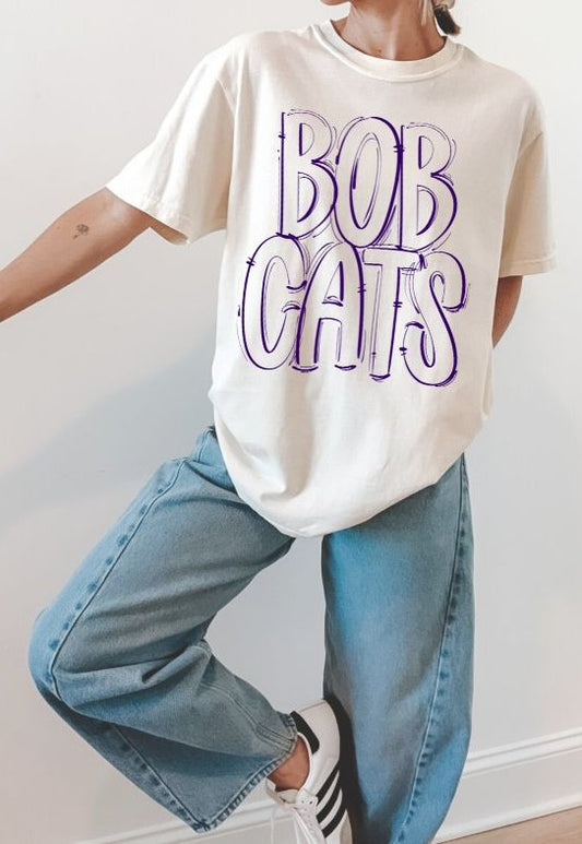 Bobcats - Purple Outline (Spaced Out School Spirit) - DTF
