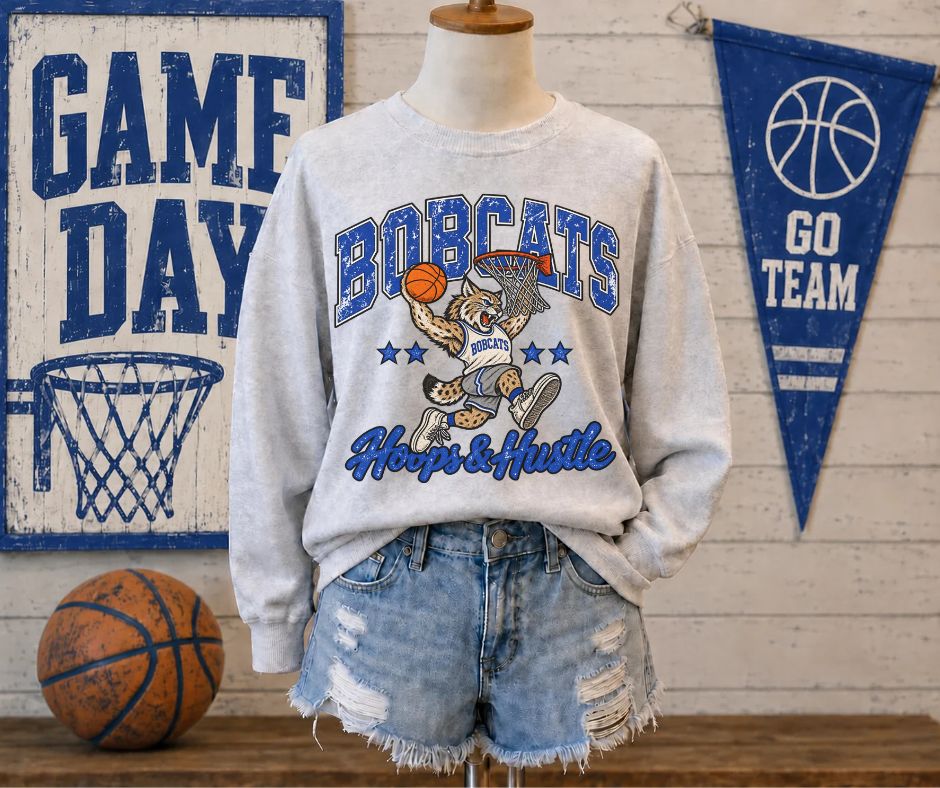 Bobcats - Royal Blue (Hoops & Hustle Basketball Mascot) - DTF