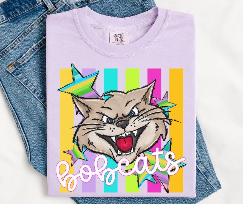 Bobcats (Colorful Stripes Mascot) - DTF