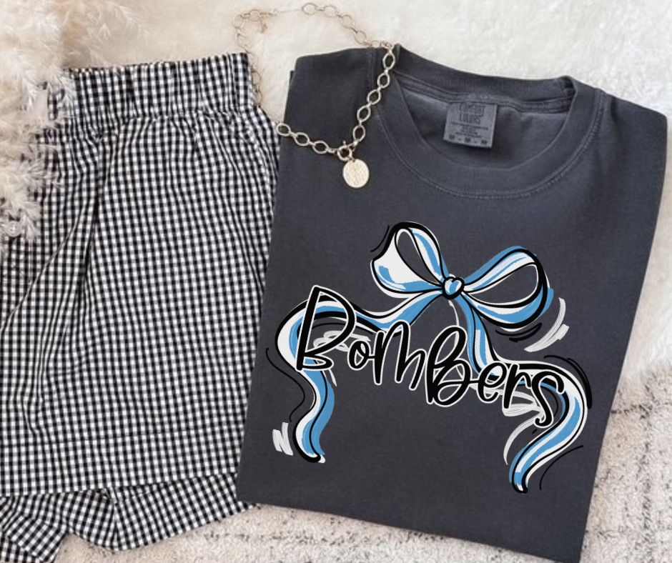 Bombers - Carolina Blue/White (Ribbon Sports Bow School Spirit) - DTF