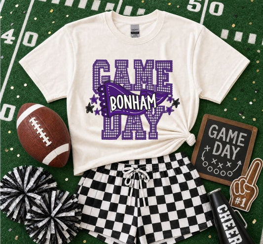 Bonham - Purple/White (Preppy Game Day Pennant Mascot) - DTF