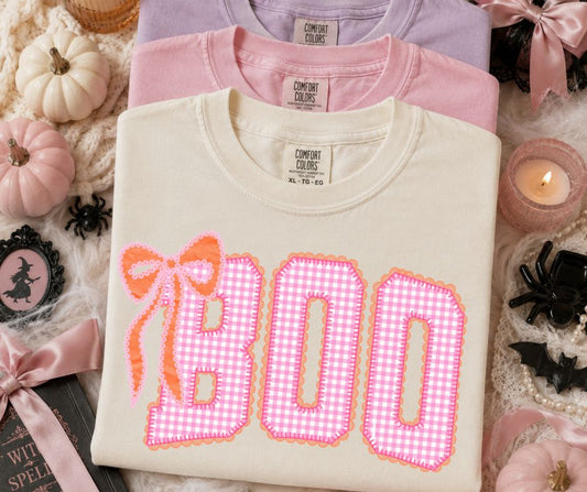 Boo (Pink/Orange Gingham)  - DTF