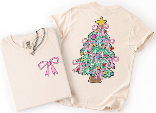 Christmas Bow Tree (2-in-1 front/back transfer) - DTF