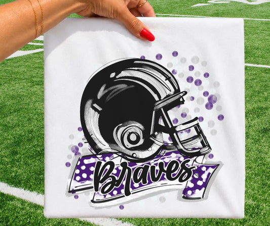 Braves - Black/Purple (Polka Dot Scrimmage Mascot) - DTF