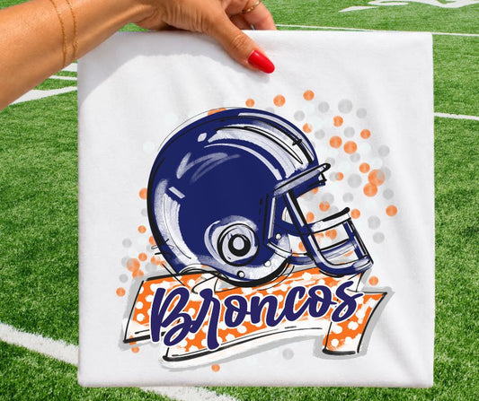 Broncos - Navy/Orange (Polka Dot Scrimmage Mascot) - DTF