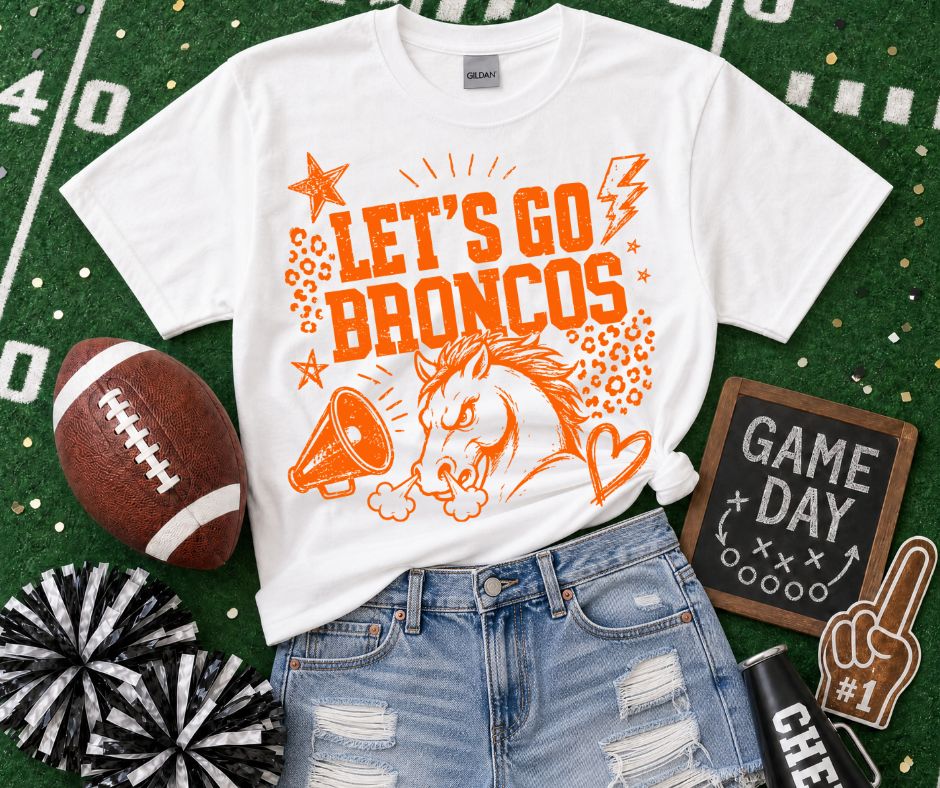 Broncos Orange (Lets Go Doodle Leopard Mascot) - DTF