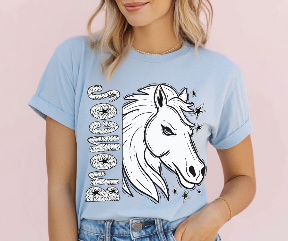 Broncos (Black/White Dotties Mascot) - DTF
