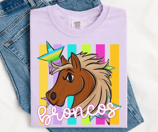 Broncos (Colorful Stripes Mascot) - DTF