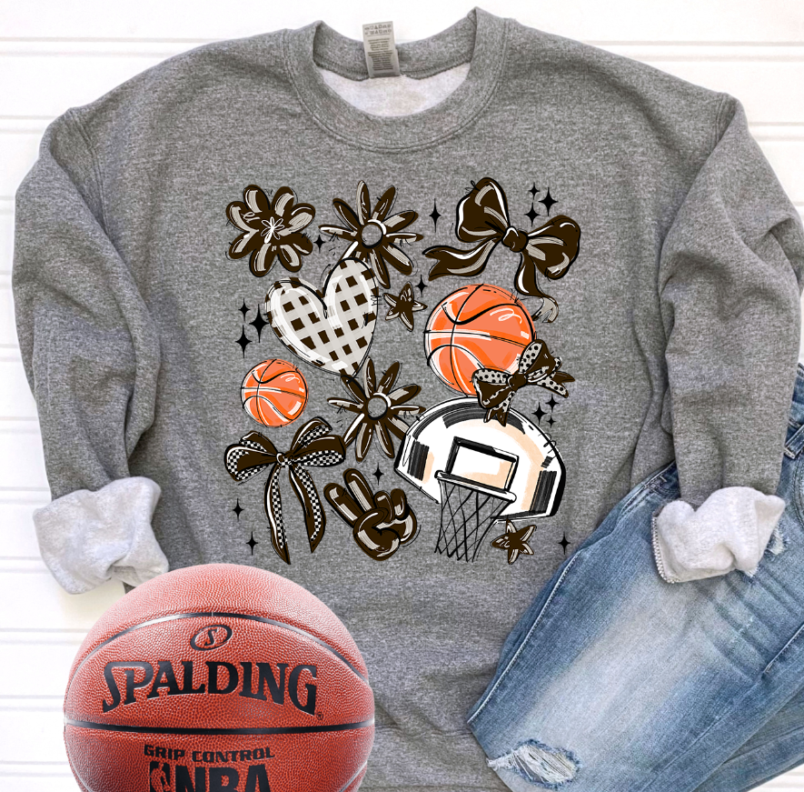 Play Ball Collage - Brown (Basketball) - DTF