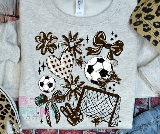 Play Ball Collage - Brown (Soccer) - DTF