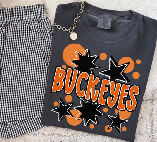 Buckeyes - Orange/Black (Bubbles & Stars Mascot) - DTF