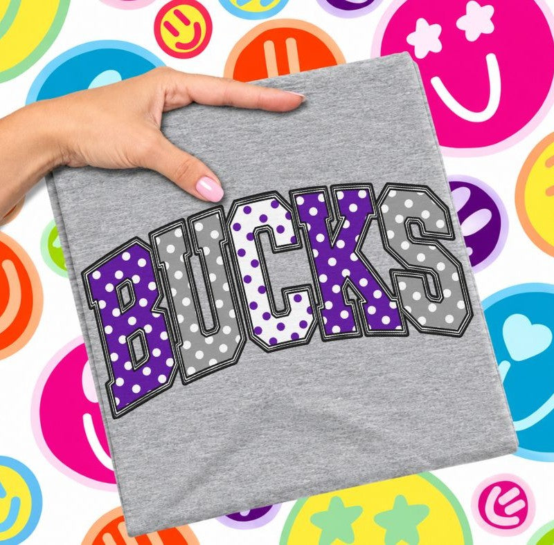 Bucks - Purple/Grey (Sketched Arch Polka Dot Mascots) - DTF