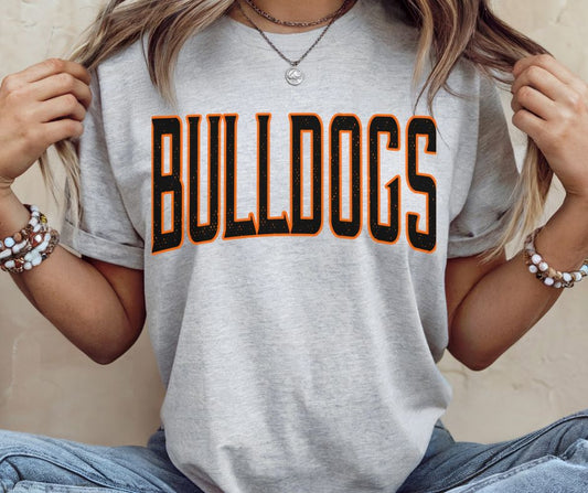 Bulldogs - Black/Orange (Arched Outline Mascot) - DTF