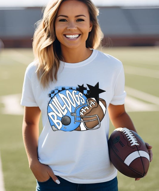 Bulldogs - Columbia Blue/White (Football Helmet Mascots) - DTF