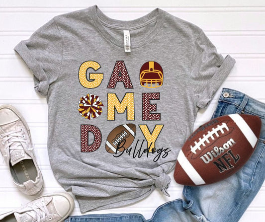 Bulldogs (Game Day Football Collage) - DTF
