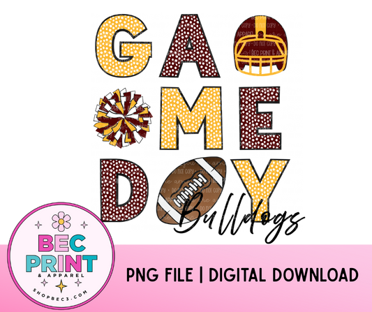 Bulldogs - Maroon/Yellow Gold (Game Day Football Collage) - Design PNG |  Digital Download | PNG file