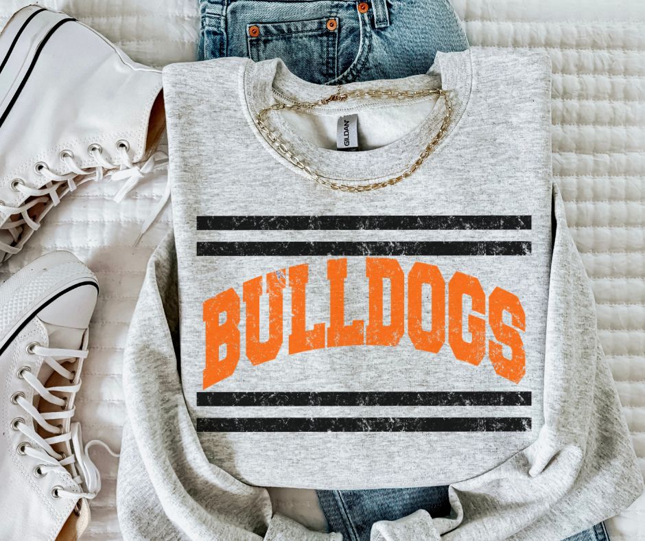 Bulldogs - Orange/Black (Mascot Distressed Lines) - DTF