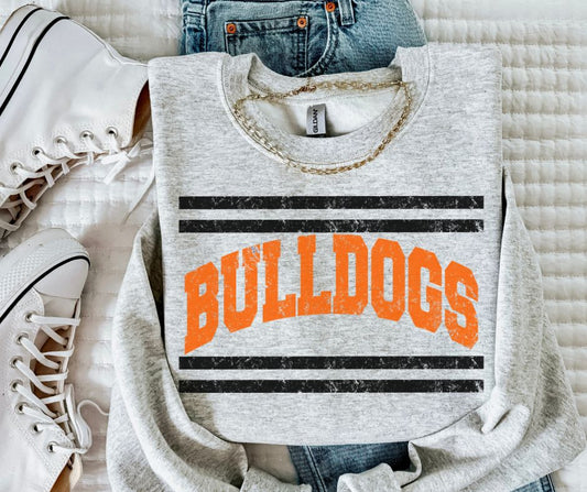 Bulldogs - Orange/Black (Mascot Distressed Lines) - DTF