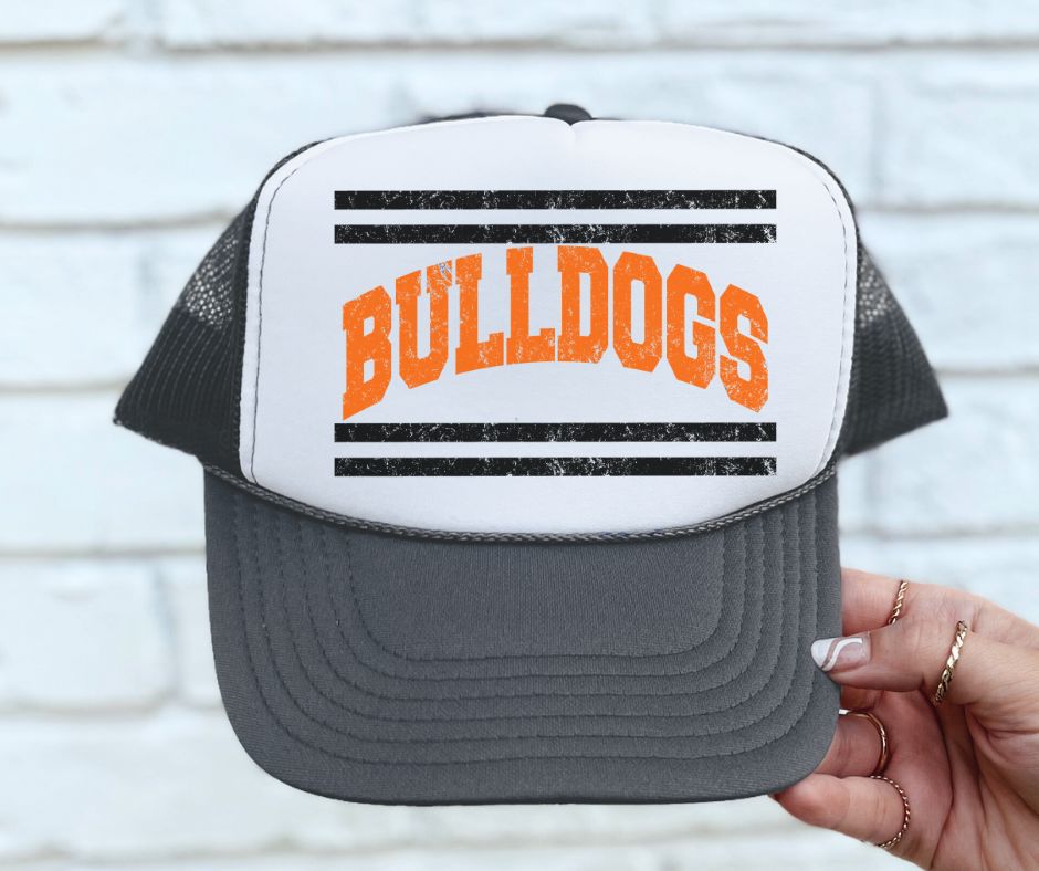 Bulldogs - Orange/Black (Mascot Distressed Lines) - DTF