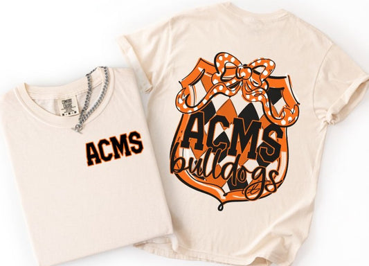 Bulldogs - ACMS/Orange/Bow (School Crest Mascots 2-in-1 front/back) - DTF