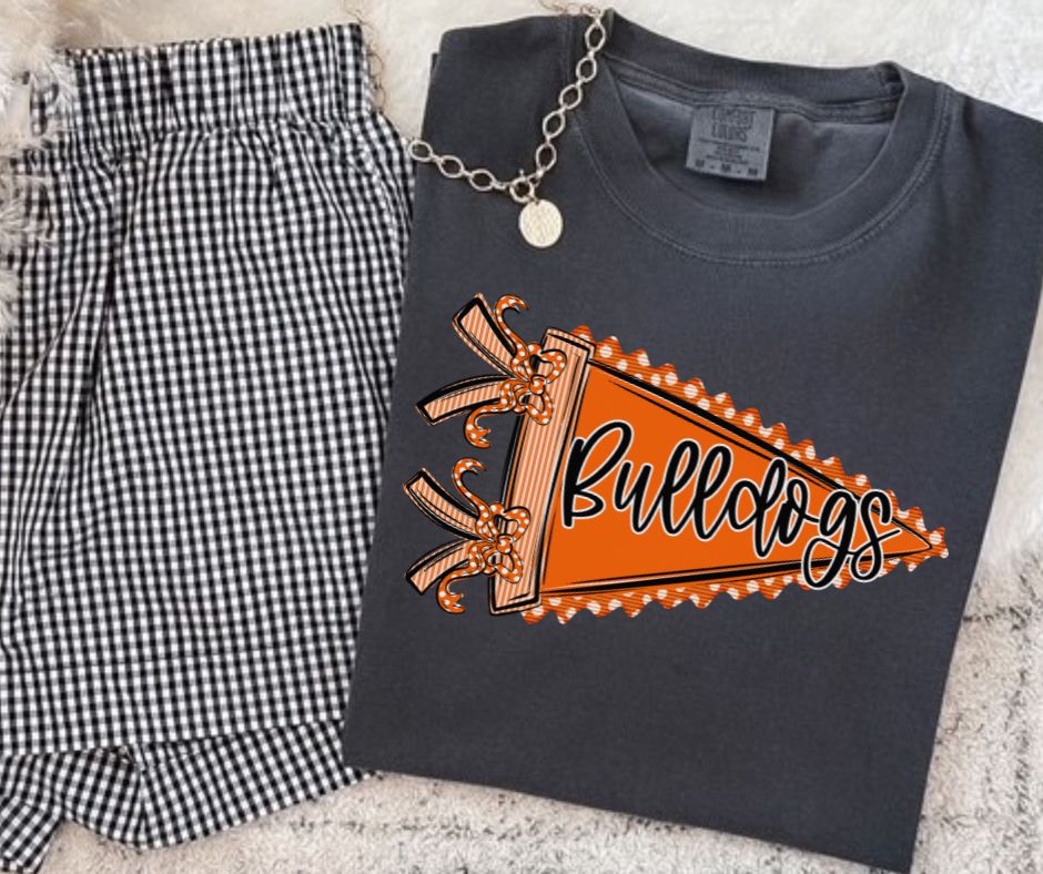 Bulldogs - Orange/Black (Prepster Pennant Mascot) - DTF