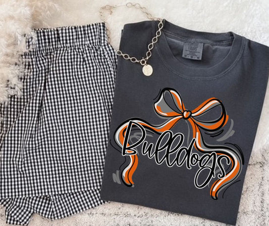 Bulldogs - Orange/Gray (Ribbon Sports Bow School Spirit) - DTF