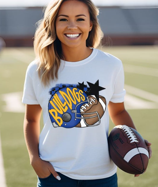 Bulldogs - Royal Blue/Yellow Gold (Football Helmet Mascots) - DTF