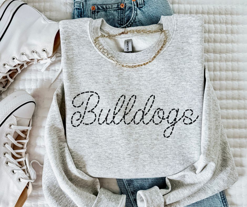 Bulldogs - Black (Stitched Mascot) - DTF