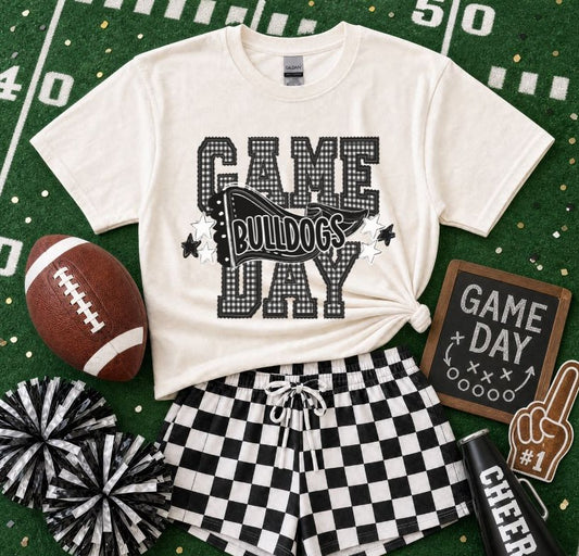Bulldogs - Black/White (Preppy Game Day Pennant Mascot) - DTF