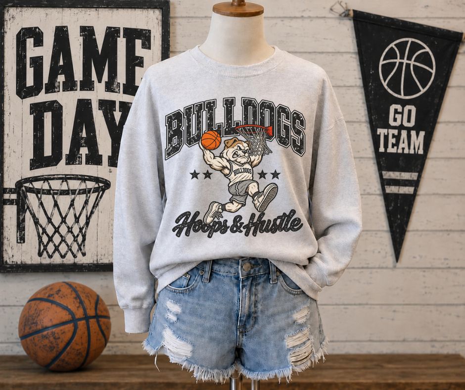 Bulldogs - Black (Hoops & Hustle Basketball Mascot) - DTF