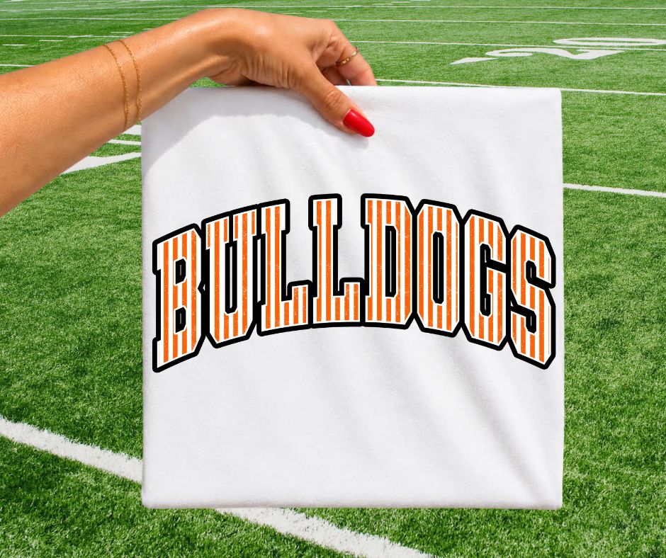 Bulldogs - Orange/Black (Varsity Stripes Mascot) - DTF