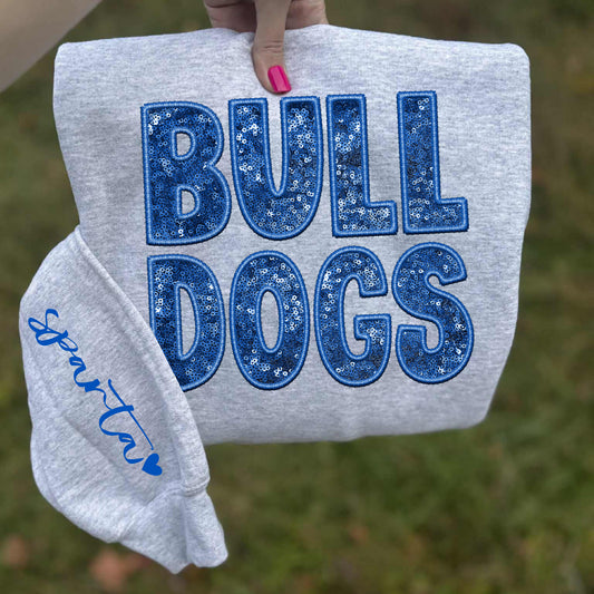 Bulldogs - Sparta/Royal Blue (Sequins/Embroidery look) - DTF