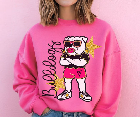 Bulldogs - White (Glitzy Mascots) - DTF