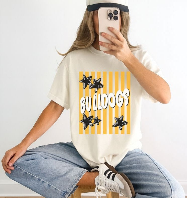 Bulldogs - Yellow Gold/Black (Stars and Stripes Mascot) - DTF