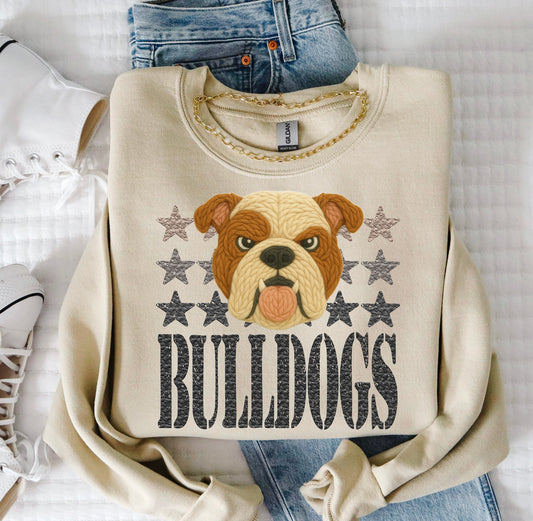 Bulldogs (Faux Yarn and Stars Mascot) - DTF