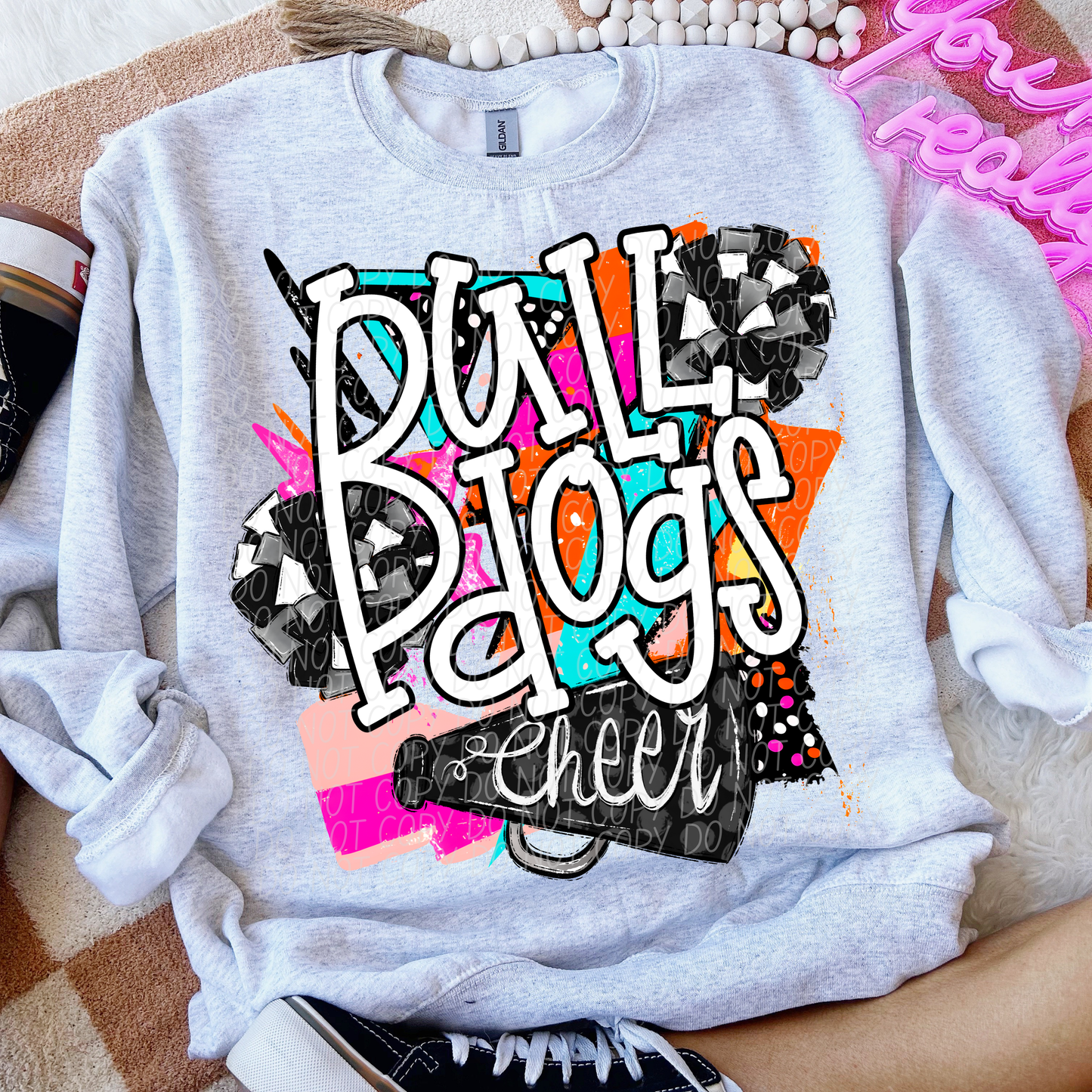 Bulldogs (Bright Retro Cheer Mascot) - DTF