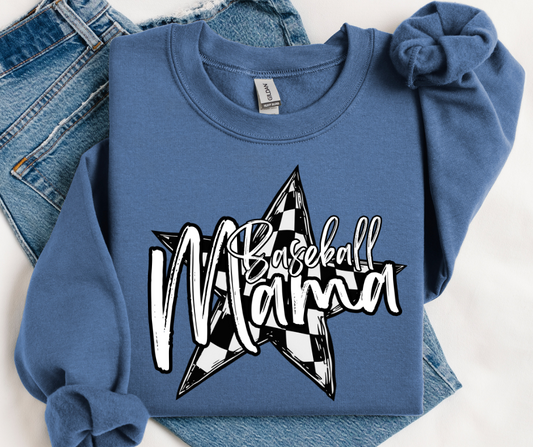 Baseball Mama (Checkerboard Star White) - DTF