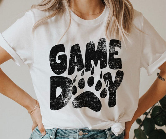 Game Day Bear Paw Print Mascot (black) - DTF