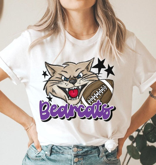 Bearcats Mascot (stars - purple) - DTF