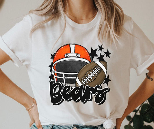Bears Mascot (stars - orange/black helmet) - DTF