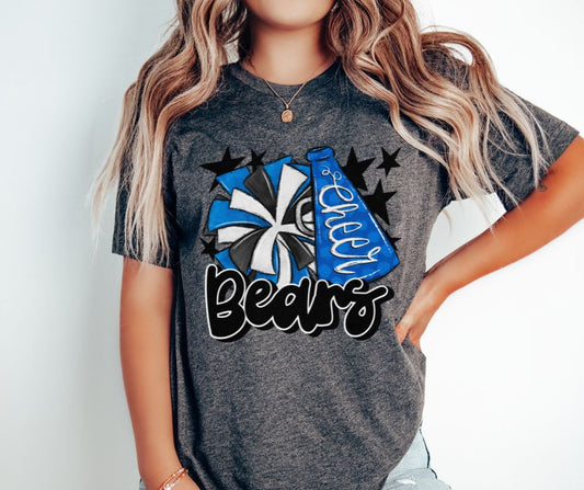 Bears Cheer (megaphone - royal blue/black) - DTF