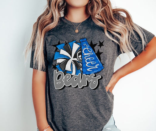 Bears Cheer (megaphone - royal blue/silver) - DTF