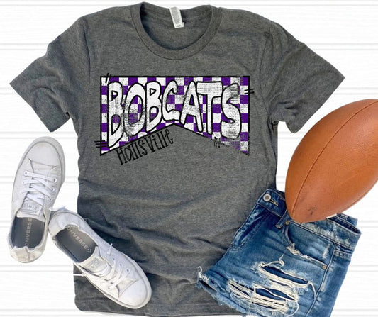Bobcats - Hallsville Purple (Checked Banner) - DTF