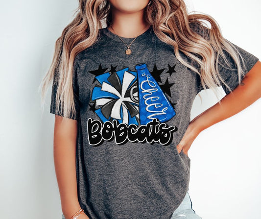 Bobcats Cheer (megaphone - blue/black) - DTF