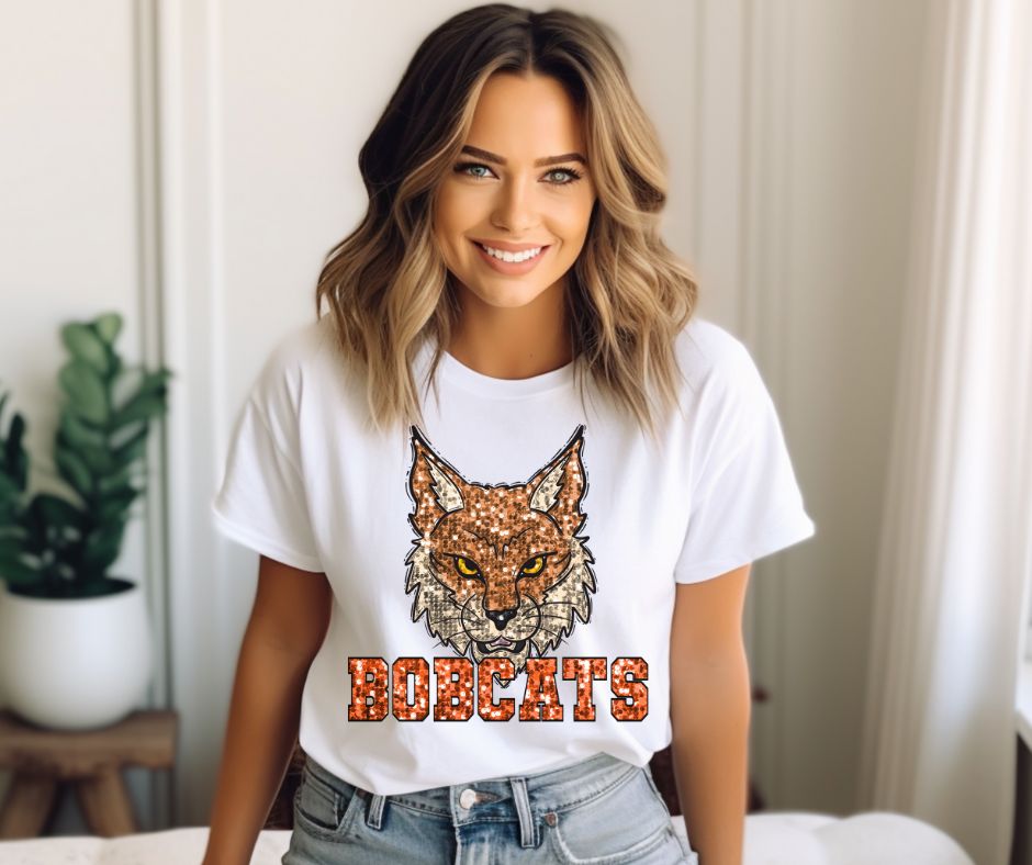 Bobcats - orange ALL SEQUINS - DTF