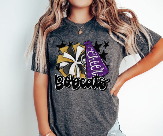 Bobcats Cheer (megaphone - purple/gold) - DTF
