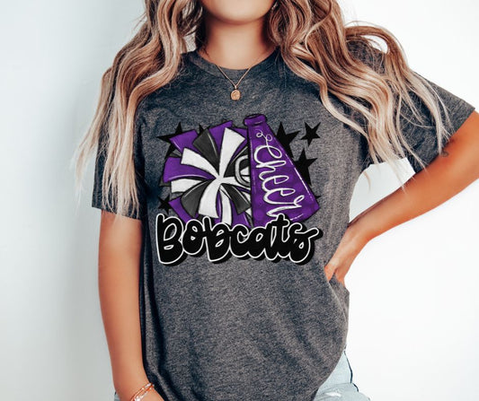 Bobcats Cheer (megaphone - purple/black) - DTF