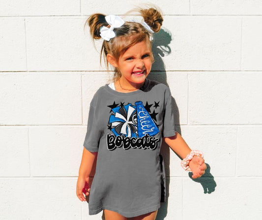 Bobcats Cheer (megaphone - blue/black) - YOUTH - DTF