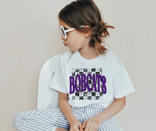 Bobcats checkerboard (purple/black) - YOUTH - DTF